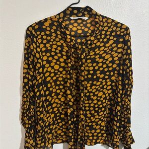 Zara Black and Yellow Polka Dot Women's Top